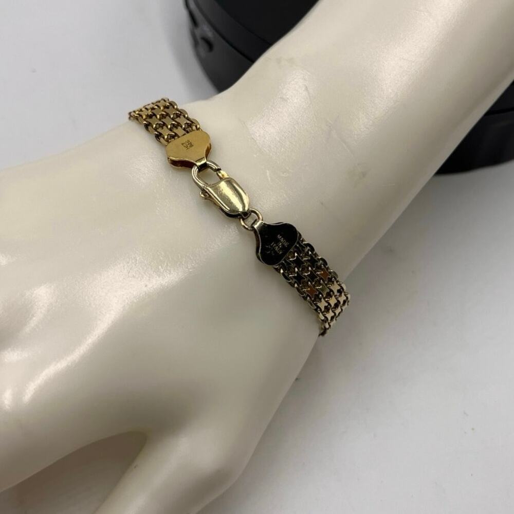 HCT Signed Italy Gold Sterling Silver Woven Braid Chain Bracelet 925 Vermeil - Picture 3 of 11